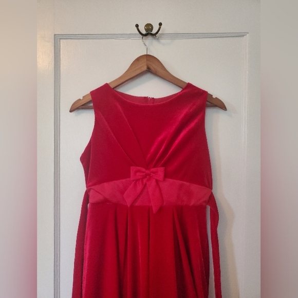 Girls' Rare Editions Velour Dress – Children's Size 16 – Scarlet Red - Picture 2 of 5